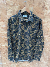 Vintage Y2K Men's Black & Gold Paisley Long Sleeve Shirt Size L by Pier One